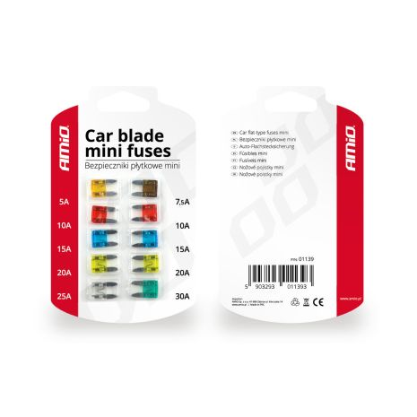 ΑΣΦΑΛΕΙΕΣ MINI ΔΙΑΦΟΡΕΣ ΣΕ ΚΑΡΤΕΛΑ 1x5A/1x7.5A/2x10A/2x15A/2x20A/1x25A/1x30A AMIO - 10 ΤΕΜ. Auto Moto Tyres 