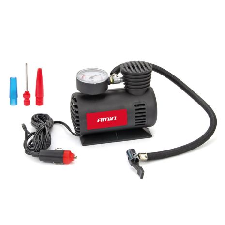 ΚΟΜΠΡΕΣΕΡ ΑΕΡΑ ΠΛΑΣΤΙΚΟ 12V 20BAR-300PSI (ΜΑΝΟΜΕΤΡΟ/ΦΙΣ/3 ΑΝΤΑΠΤΟΡΕΣ/ΚΑΛΩΔΙΟ 300cm) AMiO - 1 ΤΕΜ. Auto Moto Tyres 