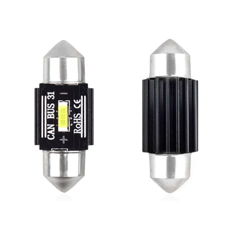 ΛΑΜΠΑΚΙΑ ΠΛΑΦΟΝΙΕΡΑΣ 31mm 12/24V 3,1W 5600K 1LED ULTRA BRIGHT CAN-BUS FESTOON (ΛΕΥΚΟ) AMiO - 2 ΤΕΜ. Auto Moto Tyres 