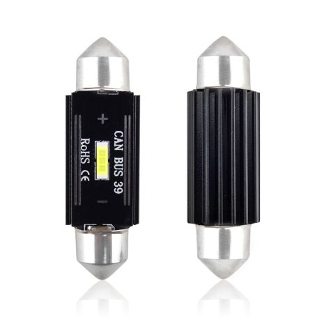 ΛΑΜΠΑΚΙΑ ΠΛΑΦΟΝΙΕΡΑΣ 39mm 12/24V 3,1W 5600K 1LED ULTRA BRIGHT CAN-BUS FESTOON (ΛΕΥΚΟ) AMiO - 2 ΤΕΜ. Auto Moto Tyres 