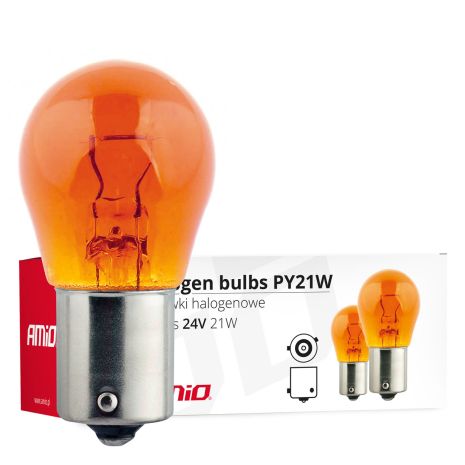 ΛΑΜΠΑΚΙΑ ΑΛΟΓΟΝΟΥ ΠΟΡΤΟΚΑΛΙ PY21W BAU15s 24V 21W ΣΕ ΚΟΥΤΙ AMIO - 10 Τεμ. Auto Moto Tyres 
