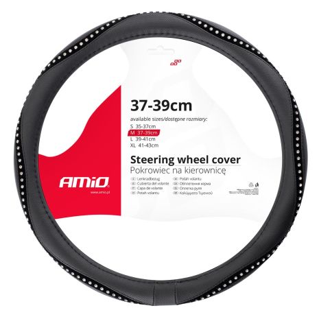 ΚΑΛΥΜΜΑ ΤΙΜΟΝΙΟΥ SWC-34 M 37-39cm ΣΕ ΜΑΥΡΟ ΧΡΩΜΑ  ΜΕ ΤΑΙΝΙΑ STRASS ΑΜΙΟ - 1 ΤΕΜ. Auto Moto Tyres 