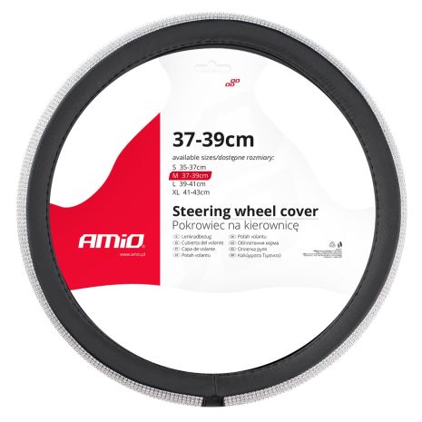 ΚΑΛΥΜΜΑ ΤΙΜΟΝΙΟΥ SWC-35 M 37-39cm ΣΕ ΜΑΥΡΟ ΧΡΩΜΑ  ΜΕ ΠΕΡΙΜΕΤΡΙΚΑ STRASS ΑΜΙΟ - 1 ΤΕΜ. Auto Moto Tyres 