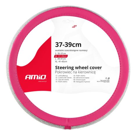 ΚΑΛΥΜΜΑ ΤΙΜΟΝΙΟΥ SWC-36 M 37-39cm ΣΕ ΡΟΖ / ΦΟΥΞΙΑ ΧΡΩΜΑ ΜΕ ΠΕΡΙΜΕΤΡΙΚΑ STRASS ΑΜΙΟ - 1 ΤΕΜ. Auto Moto Tyres 