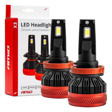 ΛΑΜΠΕΣ LED CAN-BUS H8/9/11 9>16V 90W 6.500K 9900lm (ΜΕ ΑΝΕΜΙΣΤΗΡΑΚΙ) X3 SERIES AMIO - 2 Τεμ. Auto Moto Tyres 
