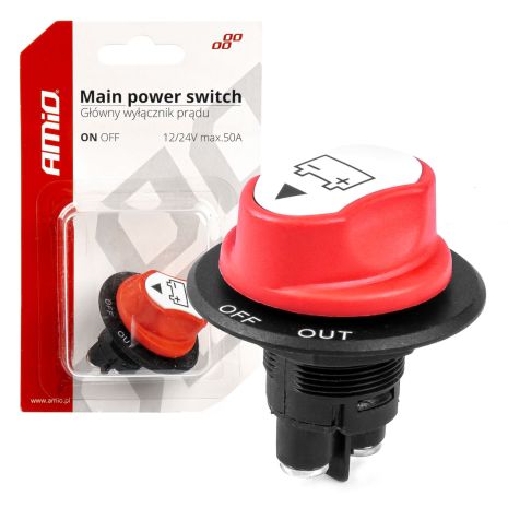 ΔΙΑΚΟΠΤΗΣ POWER-OFF ΜΠΑΤΑΡΙΑΣ ΓΕΝΙΚΟΥ ΡΕΥΜΑΤΟΣ 12-32V 50A 29mm 3 ΛΕΙΤΟΥΡΓΙΩΝ AMIO - 1 ΤΕΜ. Auto Moto Tyres 
