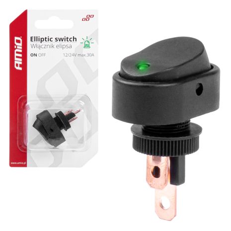 ΔΙΑΚΟΠΤΗΣ ON/OFF  3 ΕΠΑΦΩΝ ΜΕ LED ΠΡΑΣΙΝΟ 12/24V Φ12mm 30A ΜΕ ΣΠΕΙΡΩΜΑ ΟΒΑΛ ΑΜΙΟ - 1 ΤΕΜ. Auto Moto Tyres 