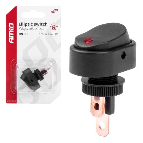 ΔΙΑΚΟΠΤΗΣ ON/OFF 3 ΕΠΑΦΩΝ ΜΕ LED ΚΟΚΚΙΝΟ12/24V Φ12mm 30A ΜΕ ΣΠΕΙΡΩΜΑ ΟΒΑΛ ΑΜΙΟ - 1 ΤΕΜ. Auto Moto Tyres 