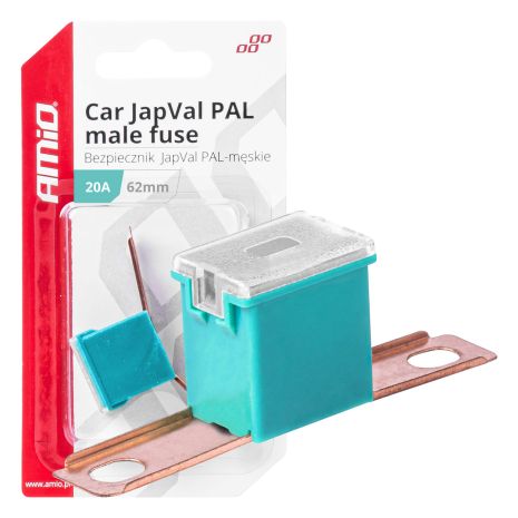 ΑΣΦΑΛΕΙΑ JapVal PAL ΑΡΣΕΝΙΚΗ 62mm 20A ΣΕ ΓΑΛΑΖΙΟ ΧΡΩΜΑ AMIO - 1 Τεμ. Auto Moto Tyres 
