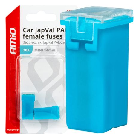 ΑΣΦΑΛΕΙΕΣ JapVal PAL ΜΙΝΙ 14mm ΘΗΛΥΚΕΣ 20A ΣΕ ΓΑΛΑΖΙΟ ΧΡΩΜΑ AMIO - 2 Τεμ. Auto Moto Tyres 