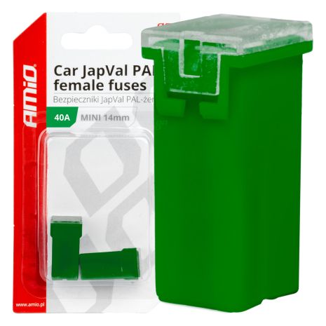 ΑΣΦΑΛΕΙΕΣ JapVal PAL ΜΙΝΙ 14mm ΘΗΛΥΚΕΣ 40A ΣΕ ΠΡΑΣΙΝΟ ΧΡΩΜΑ AMIO - 2 Τεμ. Auto Moto Tyres 