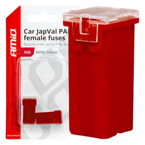 ΑΣΦΑΛΕΙΕΣ JapVal PAL ΜΙΝΙ 14mm ΘΗΛΥΚΕΣ 50A ΣΕ ΚΟΚΚΙΝΟ ΧΡΩΜΑ AMIO - 2 Τεμ. Auto Moto Tyres 