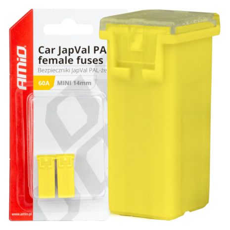 ΑΣΦΑΛΕΙΕΣ JapVal PAL ΜΙΝΙ 14mm ΘΗΛΥΚΕΣ 60A ΣΕ ΚΙΤΡΙΝΟ ΧΡΩΜΑ AMIO - 2 Τεμ. Auto Moto Tyres 