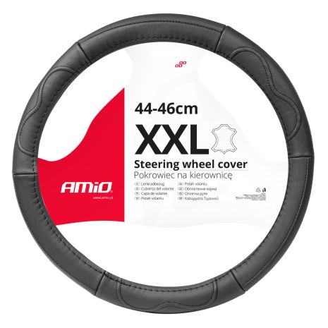 ΚΑΛΥΜΜΑ ΤΙΜΟΝΙΟΥ ΑΠΟ ΤΕΧΝΟΔΕΡΜΑ 44-46CM SWC-49-ΧΧL ΣΕ ΜΑΥΡΟ ΧΡΩΜΑ ΜΕ ΜΑΥΡΕΣ ΡΑΦΕΣ AMIO - 1 ΤΕΜ. Auto Moto Tyres 