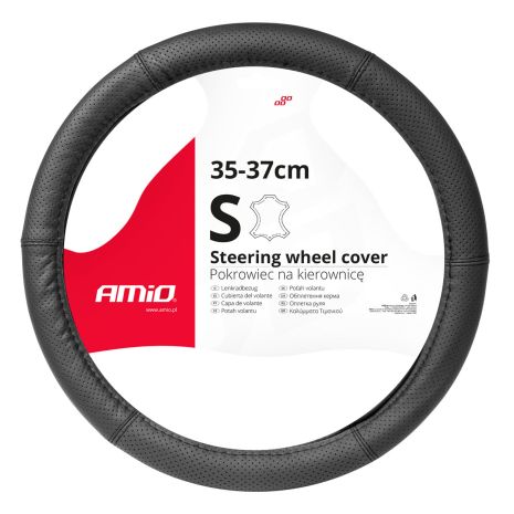 ΚΑΛΥΜΜΑ ΤΙΜΟΝΙΟΥ ΑΠΟ ΔΕΡΜΑ (M) 37/39cm SWC-50-M ΣΕ ΜΑΥΡΟ ΧΡΩΜΑ ΤΡΥΠΗΤΟ ΜΕ ΜΑΥΡΕΣ ΡΑΦΕΣ ΑΜΙΟ - 1 ΤΕΜ. Auto Moto Tyres 