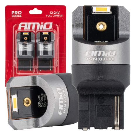 ΛΑΜΠΑΚΙΑ WY21W 7440 12/24V 6.000K 2xSMD LED FULL CAN-BUS ΠΟΡΤΟΚΑΛΙ PRO SERIES AMIO - 2 Τεμ. Auto Moto Tyres 