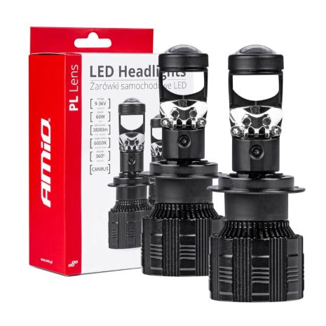ΛΑΜΠΕΣ H7 PL-LENS SERIES 9>36V 60W 5.000K 3.800lm LED 2x4575 SMD CAN-BUS ΜΕ ΠΡΟΤΖΕΚΤΟΡΑ AMIO - 2 Τεμ. Auto Moto Tyres 
