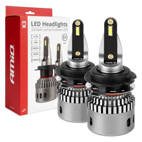 ΛΑΜΠΕΣ H7-1 9>16V 6.000K 5.400lm 60W K3 SERIES LED CAN-BUS (ΜΕ ΨΥΚΤΡΑ) AMIO - 2 Τεμ. Auto Moto Tyres 