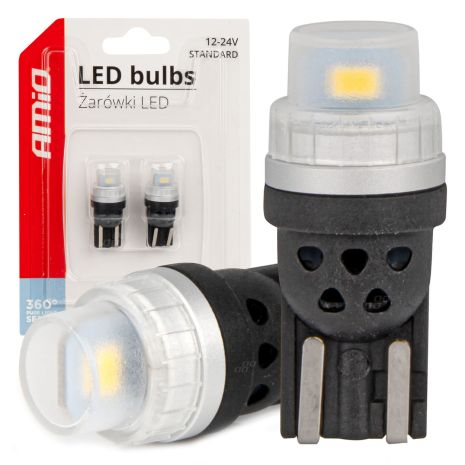 ΛΑΜΠΑΚΙΑ T10 W5W 12/24V 2x3020 SMD LED ΛΕΥΚΟ PURE LIGHT SERIES AMIO - 2 Τεμ. Auto Moto Tyres 