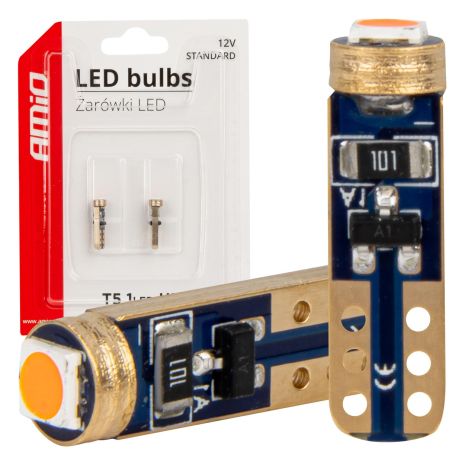 ΛΑΜΠΑΚΙΑ T5 W1W 12V 1SMD LED ΚΟΚΚΙΝΑ AMIO - 2 ΤΕΜ. Auto Moto Tyres 