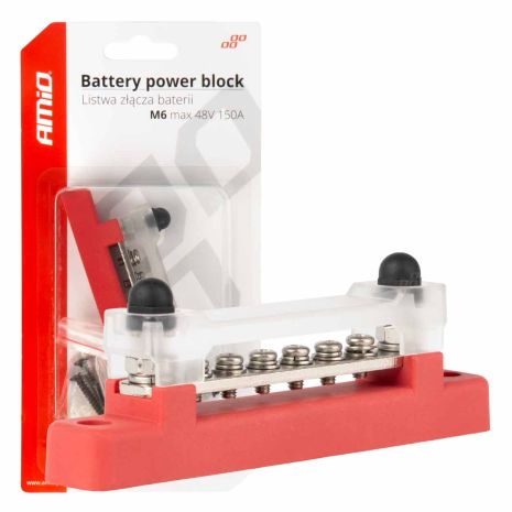 ΜΠΑΡΑ ΚΑΛΩΔΙΩΝ / ΤΕΡΜΑΤΙΚΟ 6 ΘΕΣΕΩΝ max 48V​ ΚΟΚΚΙΝΟ AMIO - 1 Τεμ. Auto Moto Tyres 