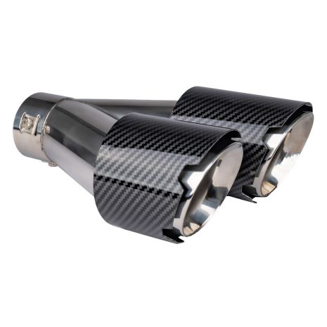 ΑΚΡΟ (ΜΠΟΥΚΑ) ΕΞΑΤΜΙΣΗΣ ΔΙΠΛΗ ΑΠΟΛΗΞΗ MT-029 LEFT AKR ΧΡΩΜΙΟ/CARBON Φ32-52 165x(76X2)mm AMIO - 1 τεμ. Auto Moto Tyres 