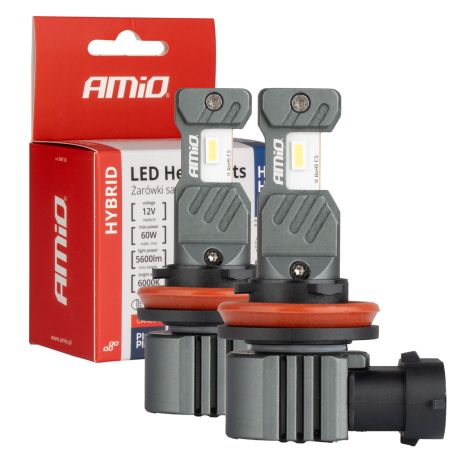 ΛΑΜΠΕΣ LED H8/Η9/Η11/Η16 12V 60W 6.000K 5.600lm +400% LED CAN-BUS HYBRID SERIES AMIO - 2 ΤΕΜ. Auto Moto Tyres 