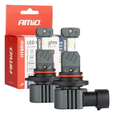 ΛΑΜΠΕΣ LED HΒ3 9005 / HIR1 / H10 12V 60W 6.000K 5.600lm +400% LED CAN-BUS HYBRID SERIES AMIO - 2 ΤΕΜ. Auto Moto Tyres 