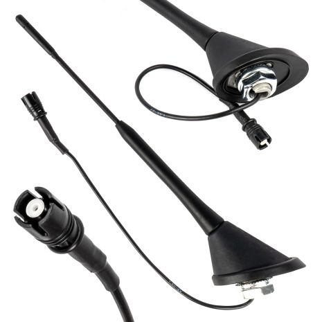 ΚΕΡΑΙΑ ΟΡΟΦΗΣ ANT10 25.4 cm ΜΕ ΚΑΛΩΔΙΟ 20cm ΚΑΙ ΦΙΣΑ RAKU-2 UNIVERSAL ΜΑΥΡΗ ΑΜΙΟ - 1 ΤΕΜ. Auto Moto Tyres 