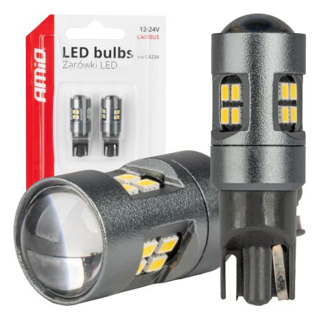 ΛΑΜΠΑΚΙΑ T10 W5W 12V/24V LED CAN-BUS 16xSMD 2016 ΛΕΥΚΟ ΦΩΣ 5.500K (ΣΕ ΧΡΩΜΑ ΧΡΩΜΙΟΥ) AMIO -  2 ΤΕΜ. Auto Moto Tyres 