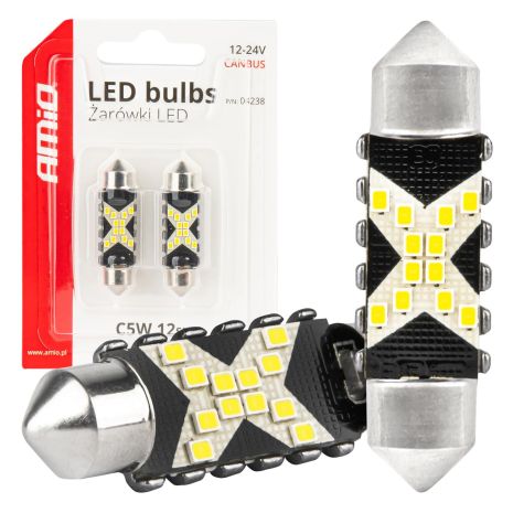 ΛΑΜΠΑΚΙΑ ΠΛΑΦΟΝΙΕΡΑΣ 41mm 12/24V C5W 5500K 12xSMD 2016 CAN-BUS FESTOON (ΛΕΥΚΟ) ΑΜΙΟ - 2 ΤΕΜ. Auto Moto Tyres 