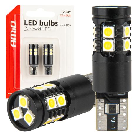 ΛΑΜΠΑΚΙΑ T10 W5W 12V/24V LED CAN-BUS 13xSMD 3030 ΛΕΥΚΟ 5500K ΑΜΙΟ - 2 ΤΕΜ. Auto Moto Tyres 