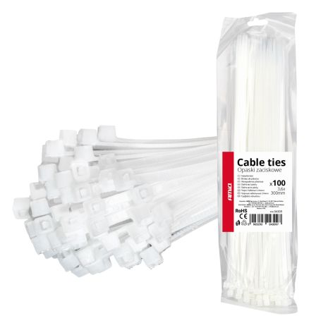 ΔΕΜΑΤΙΚΑ/ΔΕΤΙΚΑ ΚΑΛΩΔΙΩΝ TIE WRAP (ΤΑΙΡΑΠ) 3.6 x 300mm (ΛΕΥΚΟ)  ΑΜΙΟ - 100 ΤΕΜ. Auto Moto Tyres 