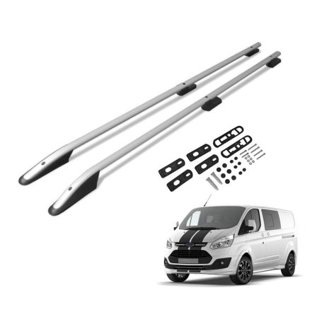 ΠΑΡΑΛΛΗΛΕΣ ΜΠΑΡΕΣ ΟΡΟΦΗΣ ΑΛΟΥΜΙΝΙΟΥ ΑΣΗΜΙ L1 ΓΙΑ FORD TOURNEO CUSTOM 2013-2023 ΜΕΓΙΣΤΟ ΒΑΡΟΣ ΦΟΡΤΙΟΥ 75KG OMTEC - 2 TEM. Auto Moto Tyres 