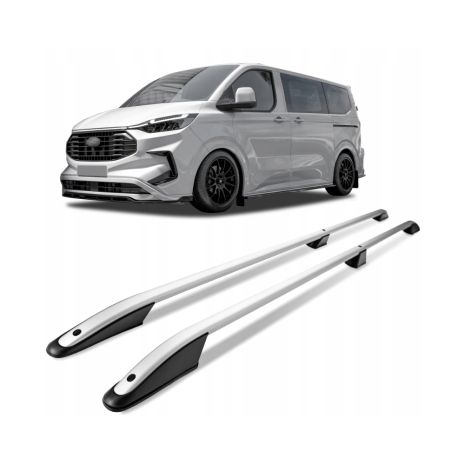 ΠΑΡΑΛΛΗΛΕΣ ΜΠΑΡΕΣ ΟΡΟΦΗΣ ΑΛΟΥΜΙΝΙΟΥ ΣΕ ΑΣΗΜΙ ΧΡΩΜΑ ELEGANCE L2 ΓΙΑ FORD TOURNEO CUSTOM 2023+ ΜΕΓΙΣΤΟ ΒΑΡΟΣ ΦΟΡΤΙΟΥ 75KG OMTEC - 2 TEM. Auto Moto Tyres 