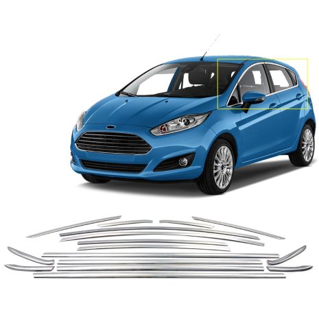 TRIM ΠΑΡΑΘΥΡΩΝ ΑΝΟΞΕΙΔΩΤΟ ΑΤΣΑΛΙ ΧΡΩΜΙΟ S-DIZAYN ΓΙΑ FORD FIESTA HB 5D 09+ - 16 TEM. Auto Moto Tyres 