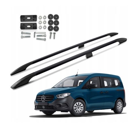 ΠΑΡΑΛΛΗΛΕΣ ΜΠΑΡΕΣ ΟΡΟΦΗΣ ΑΛΟΥΜΙΝΙΟΥ ΣΕ ΜΑΥΡΟ ΧΡΩΜΑ ELEGANCE L2 ΓΙΑ MERCEDES CITAN 2021+ ΜΕΓΙΣΤΟ ΒΑΡΟΣ ΦΟΡΤΙΟΥ 75KG OMTEC - 2 TEM. Auto Moto Tyres 