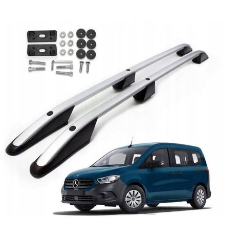 ΠΑΡΑΛΛΗΛΕΣ ΜΠΑΡΕΣ ΟΡΟΦΗΣ ΑΛΟΥΜΙΝΙΟΥ ELEGANCE L1 ΓΙΑ MERCEDES CITAN 2021+ ΜΕΓΙΣΤΟ ΒΑΡΟΣ ΦΟΡΤΙΟΥ 75KG OMTEC - 2 TEM. Auto Moto Tyres 