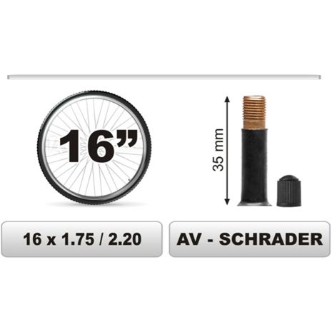 ΣΑΜΠΡΕΛΑ ΠΟΔΗΛΑΤΟΥ 16χ1.75/2.20 ΜΕΓΑΛΗ ΒΑΛΒΙΔΑ (35mm) Auto Moto Tyres 