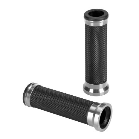 ΧΕΡΟΥΛΙΑ MOTO ALU GRIP  ΜΑΥΡΟ/ΑΣΗΜΙ ΧΡΩΜΑ 22mm+25mm 12cm LAMPA - 2 τεμ. Auto Moto Tyres 