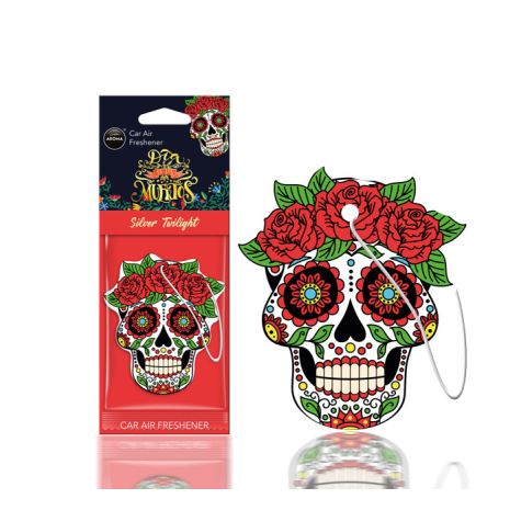 ΑΡΩΜΑΤΙΚΟ ΚΡΕΜΑΣΤΟ AROMA CAR MUERTOS  SILVER TATTOO ΑMiO - 1 TEM. Auto Moto Tyres 