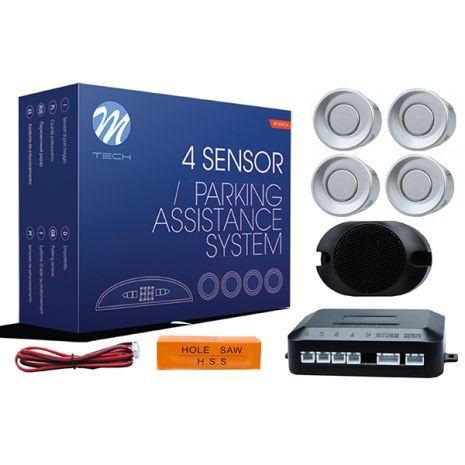 ΣΥΣΤΗΜΑ ΠΑΡΚΑΡΙΣΜΑΤΟΣ 9-15V ΜΕ 4 ΑΙΣΘΗΤΗΡΕΣ (ΑΣΗΜΙ) 18mm ΚΑΙ BUZZER (ΜΟΝΟ ΗΧΟΣ) M-TECH Auto Moto Tyres 