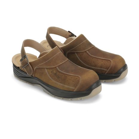 Πιστοποιημένα Παπούτσια Ασφαλείας Εργασίας σε στυλ Σαμπό Premium Tucson από την Euroroutier σε μέγεθος EU44/UK10 σε Καφέ Χρώμα και Λουράκι Αστραγάλου Auto Moto Tyres 