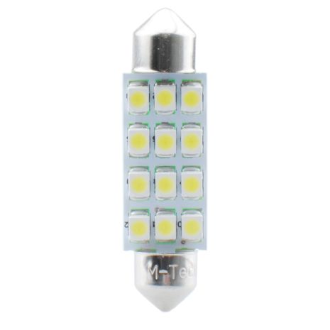 ΛΑΜΠΑΚΙΑ ΠΛΑΦΟΝΙΕΡΑΣ C5W/C10W 12V 0,96W SV8,5 41mm PREMIUM LED 12xSMD3528 ΛΕΥΚΟ 1ΤΕΜ. Auto Moto Tyres 