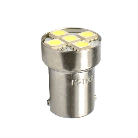 R5W/R10W 12V BA15s LED 5xSMD5050 ΛΕΥΚΟ (ΜΟΝΟΠΟΛΙΚΟ) M-TECH - 1 TEM. Auto Moto Tyres 