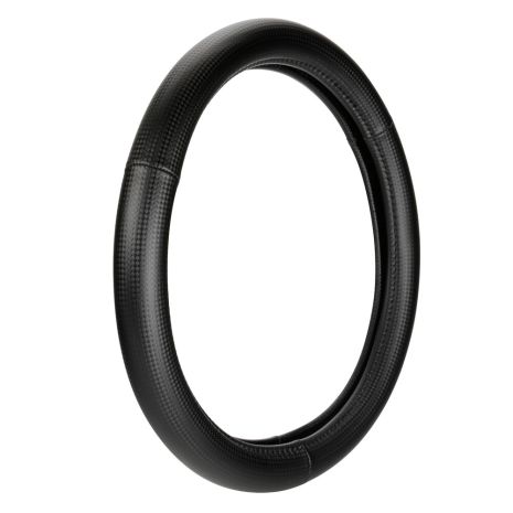 ΚΑΛΥΜΜΑ ΤΙΜΟΝΙΟΥ RACING PREMIUM BLACK (S) 35/37cm ΣΥΝΘΕΤΙΚΟ ΔΕΡΜΑ SKEENTEX ΜΑΥΡΟ/CARBON LOOK LAMPA  - 1 ΤΕΜ. Auto Moto Tyres 