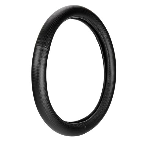 ΚΑΛΥΜΜΑ ΤΙΜΟΝΙΟΥ RACING PREMIUM BLACK (Μ) 37/39cm ΣΥΝΘΕΤΙΚΟ ΔΕΡΜΑ SKEENTEX ΜΑΥΡΟ/CARBON LOOK LAMPA  - 1 ΤΕΜ. Auto Moto Tyres 