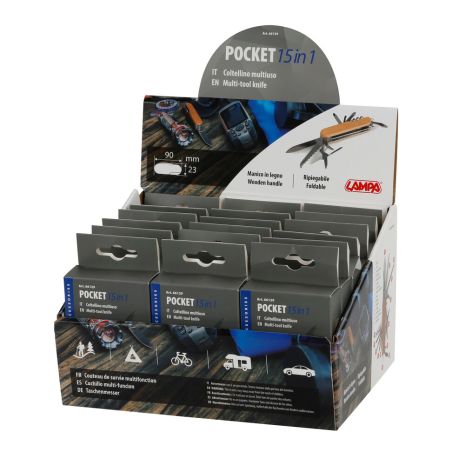 ΕΛΒΕΤΙΚΟΣ ΣΟΥΓΙΑΣ/ΠΟΛΥΕΡΓΑΛΕΙΟ ΤΣΕΠΗΣ POCKET 15in1 ΜΕ ΞΥΛΙΝΗ ΛΑΒΗ 18x15x23cm ΣΕ ΣΤΑΝΤ LAMPA - 18 ΤΕΜ. Auto Moto Tyres 