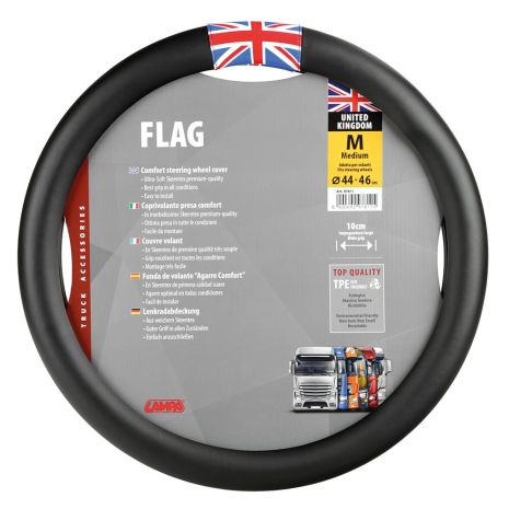 ΚΑΛΥΜΜΑ ΤΙΜΟΝΙΟΥ ΦΟΡΤΗΓΟΥ FLAG ENGLAND ΜΑΥΡΟ ΜΕ ΣΗΜΑΙΑ ΑΓΓΛΙΑΣ (M) 44-46cm LAMPA - 1 TEM. Auto Moto Tyres 