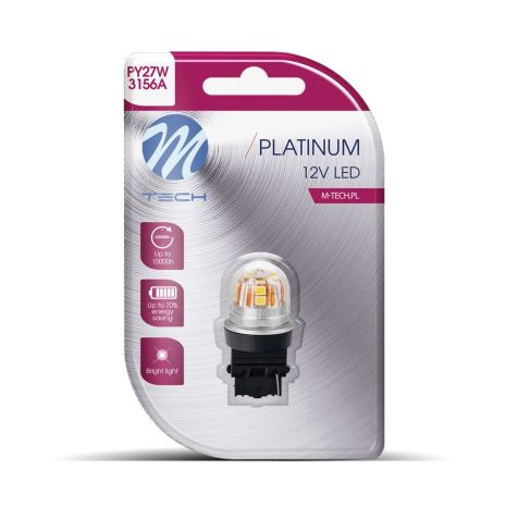 PY27W 12/24V W2.5x15d 15x2835SMD LED CAN-BUS ΠΟΡΤΟΚΑΛΙ PLATINIUM  M-TECH -   1 ΤΕΜ Auto Moto Tyres 